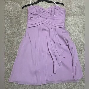 David's Bridal Strapless Lilac Dress
